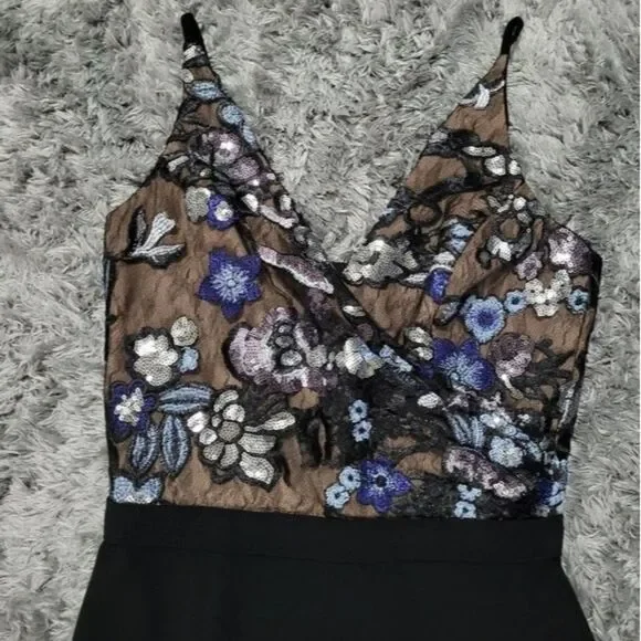 Dress The Population Giulia Sequin Sheath Dress Women's XS Floral Whimsigoth - Picture 3 of 8